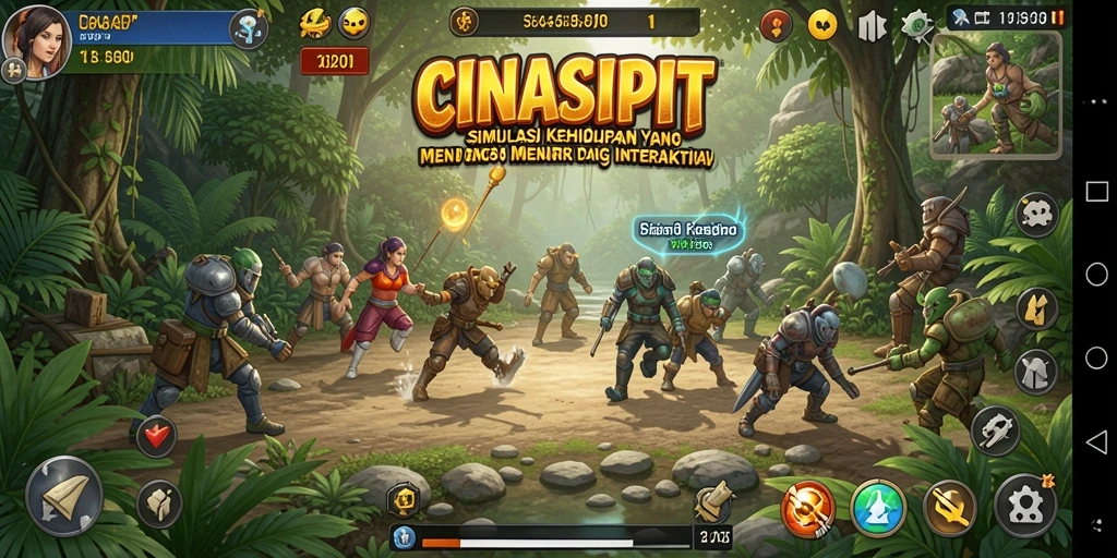 Screenshot gameplay <strong>CINASIPIT</strong>, menunjukkan interaksi karakter dalam simulasi kehidupan.