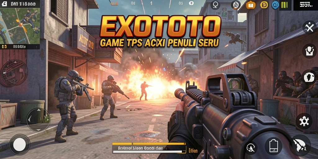 Tampilan gameplay seru dari EXOTOTO dalam aksi TPS.