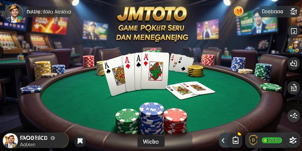 Tampilan gameplay menarik dari JMTOTO yang menghadirkan suasana Poker yang nyata.