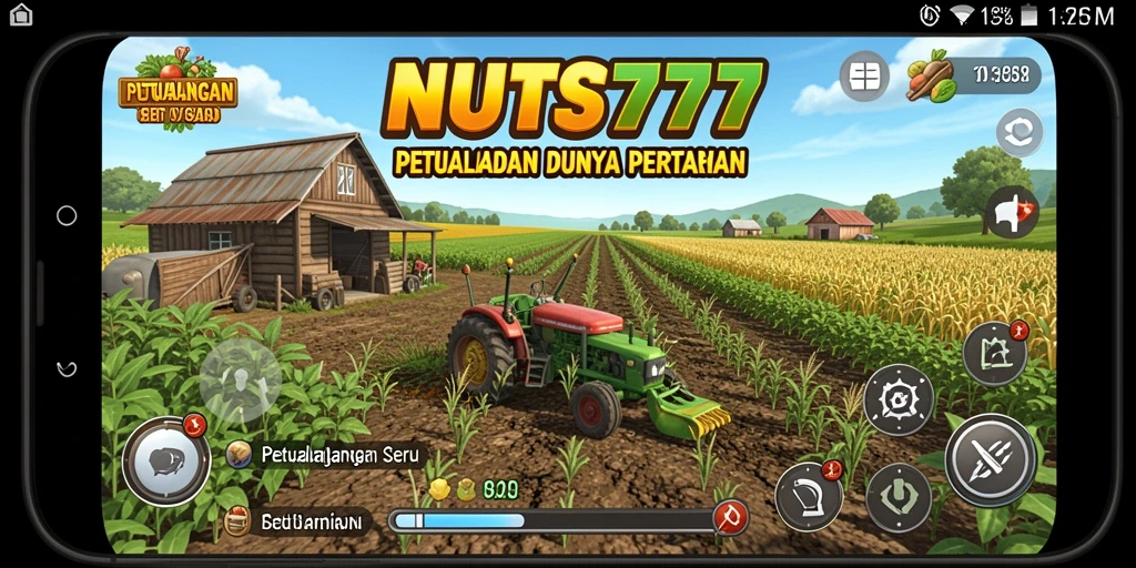 Screenshot NUTS777 menunjukkan pemain sedang bercocok tanam dengan berbagai tanaman.