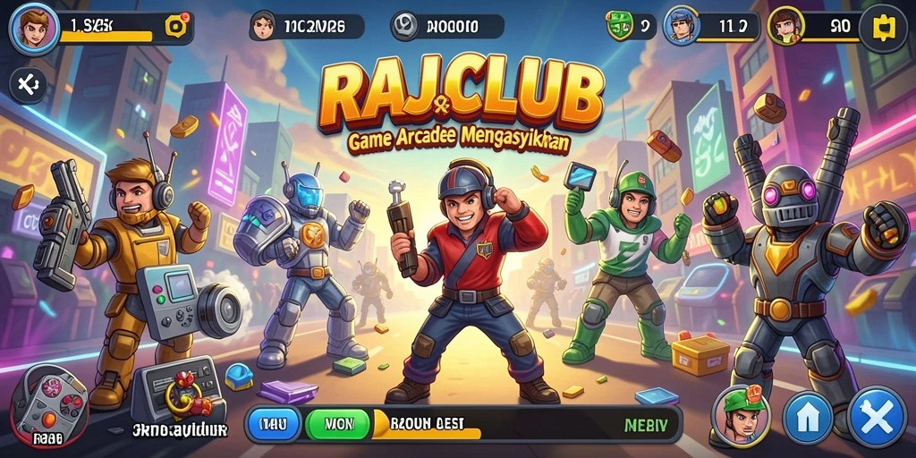 Tangkapan layar gameplay RAJACLUB dengan suasana Arcade yang seru.