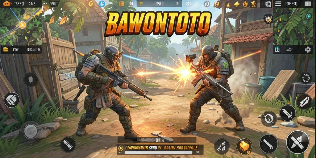 Gameplay intense dalam pertarungan Battle Royale RAWONTOTO.