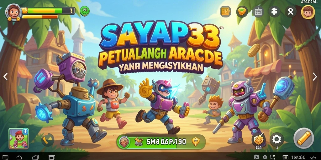 Screenshot utama menunjukkan gameplay seru dari SAYAP33 saat karakter terbang.