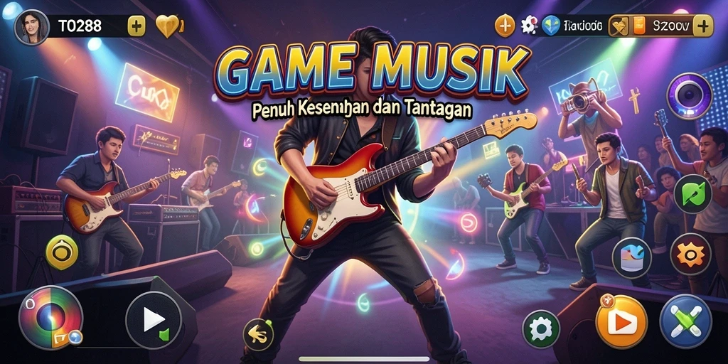 Tampilan gameplay TO288 yang menunjukkan pengguna bermain musik dengan seru.