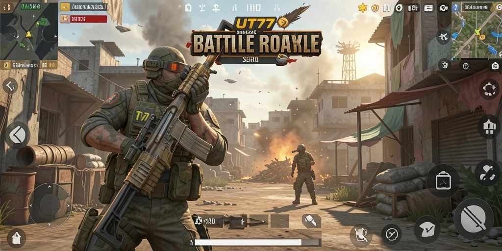 Tampilan mendebarkan dari gameplay Battle Royale UT77.